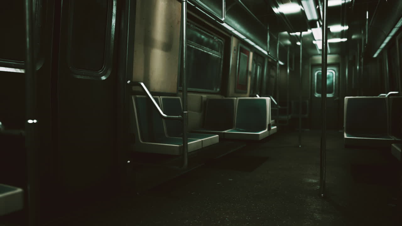 Vagone della metropolitana vuoto nel sistema di trasporto pubblico di New York City