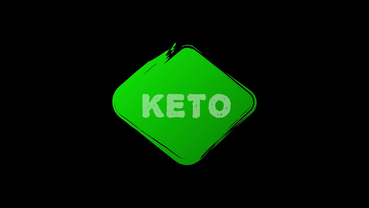 100 케토 다이어트 건강 유기농 채식 식품 선형 그룬지 로고 라벨과 태그 다른 디자인과 녹색. 손으로 그린 물체. 모션 그래픽.