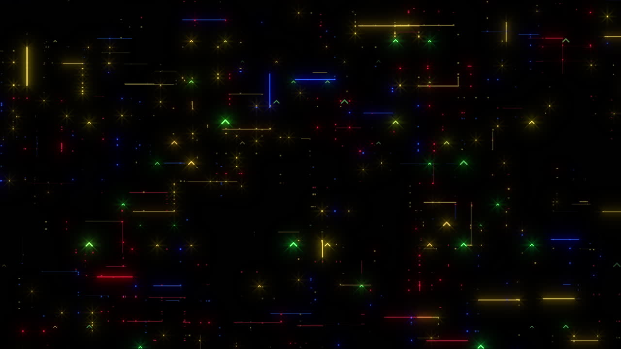 검은색 배경에 다채로운 격자 활기찬 선과 모양