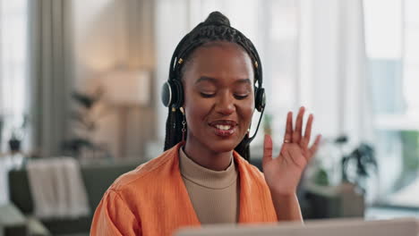 Black-woman,-virtual-assistant-in-home-office