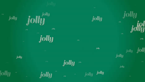 animation of multiple jolly texts at christmas on green background