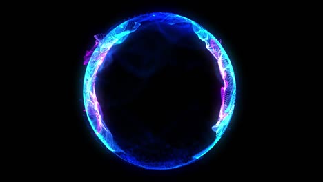 el movimiento de giro de la esfera de plasma azul púrpura de torsión