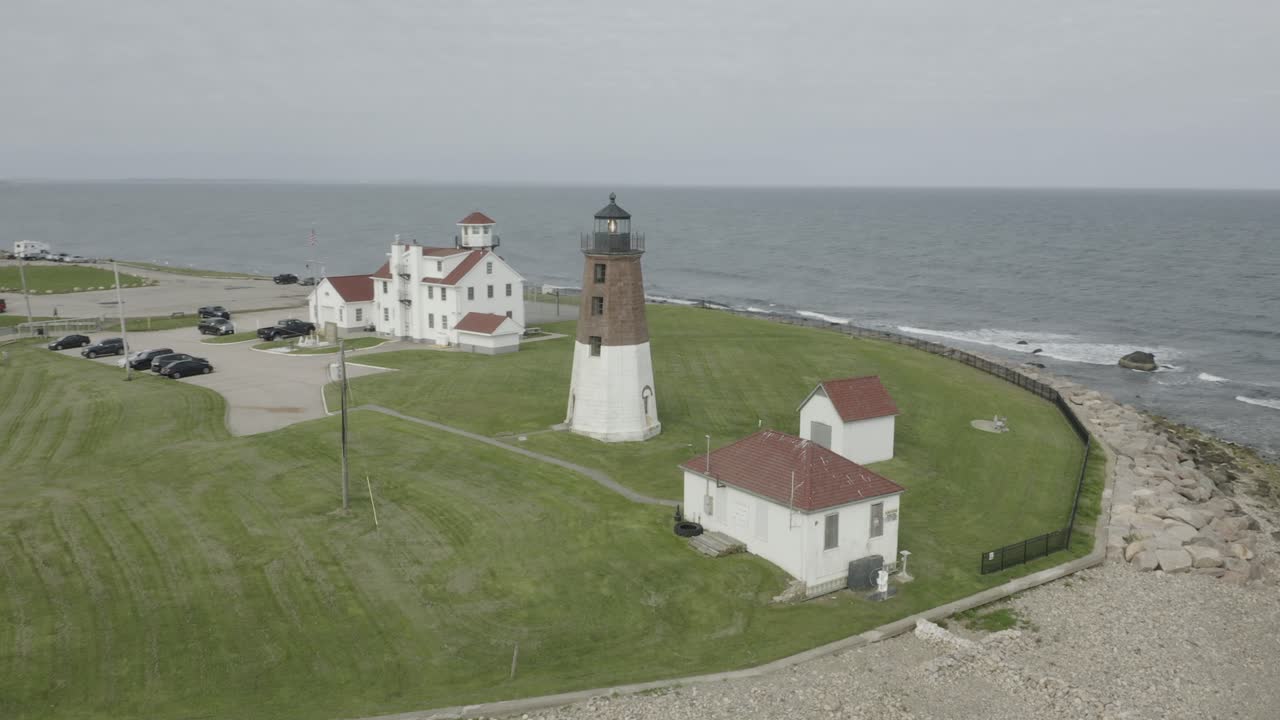Aerial View of a Lighthouse on the Coast