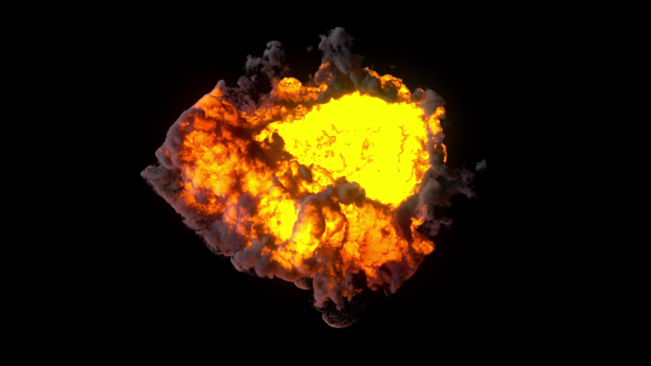 Fire explosion with puffs of smoke