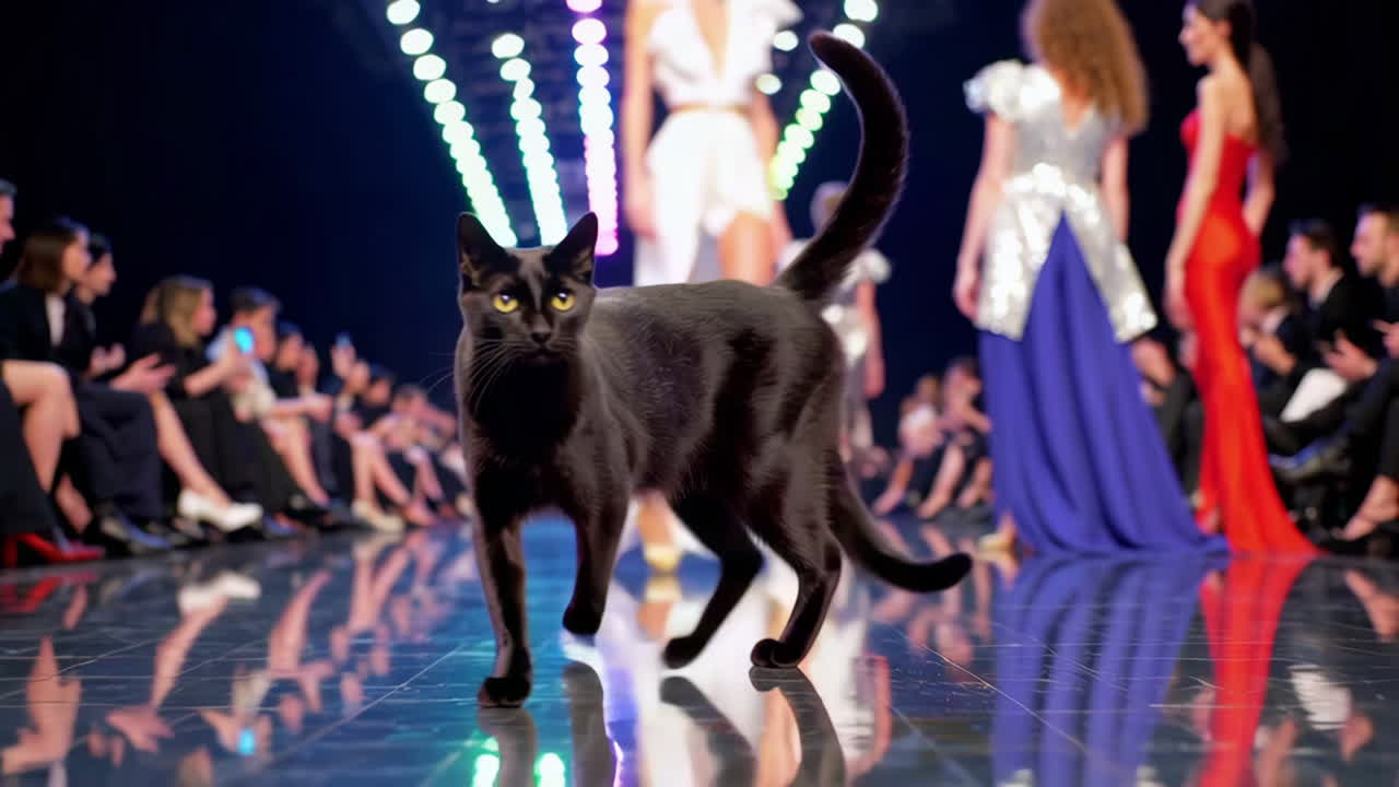 Black Cat on Fashion Runway