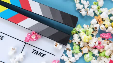 popcorn and clapperboard