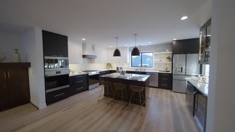 kitchen in a luxury home with modern design and decorations