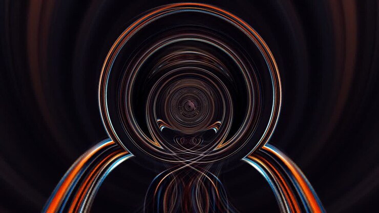 Sci-fi abstract theme with symmetric glow multicolored energy waves. 4K 3d futuristic seamless loop hypnotic background. Abstract technology futuristic modern design for science intro, presentation.