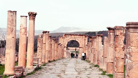 Take-a-virtual-tour-of-one-of-Algeria's-most-impressive-ancient-sites,-showcasing-the-intricate-details-of-Djemila's-ancient-buildings-and-streets