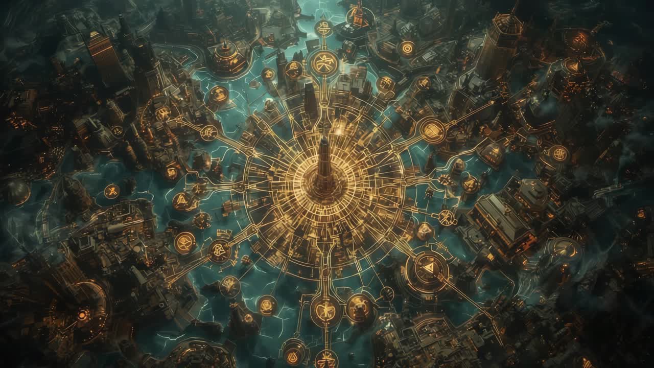 Futuristic Cityscape with Intricate Interconnectivity