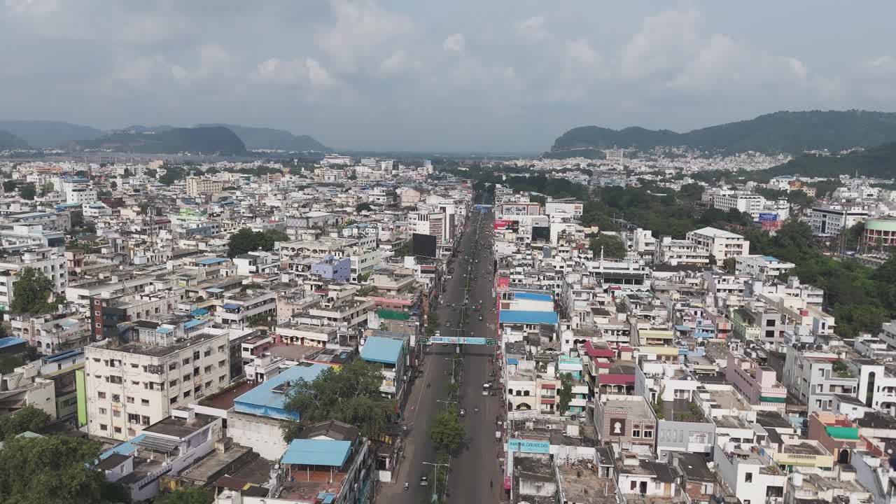 Panoramic view of Vijayawada’s landscape from a high altitude.