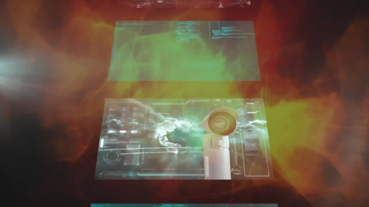 animación del procesamiento de datos sobre ondas naranjas sobre fondo negro