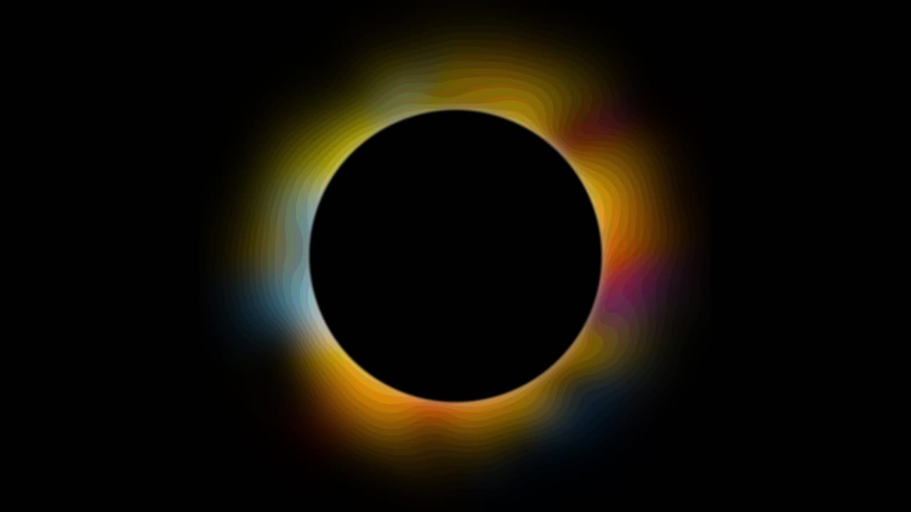 efecto de animación de corona colorido y brillante en un fondo negro
