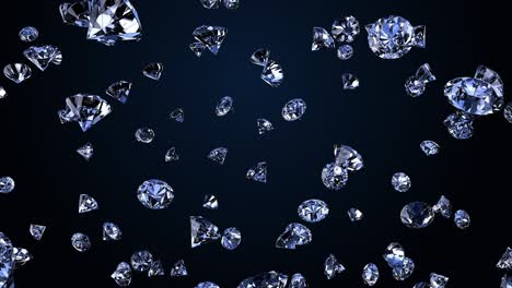 muchas piedras de diamantes de joyería cayendo sobre el negro