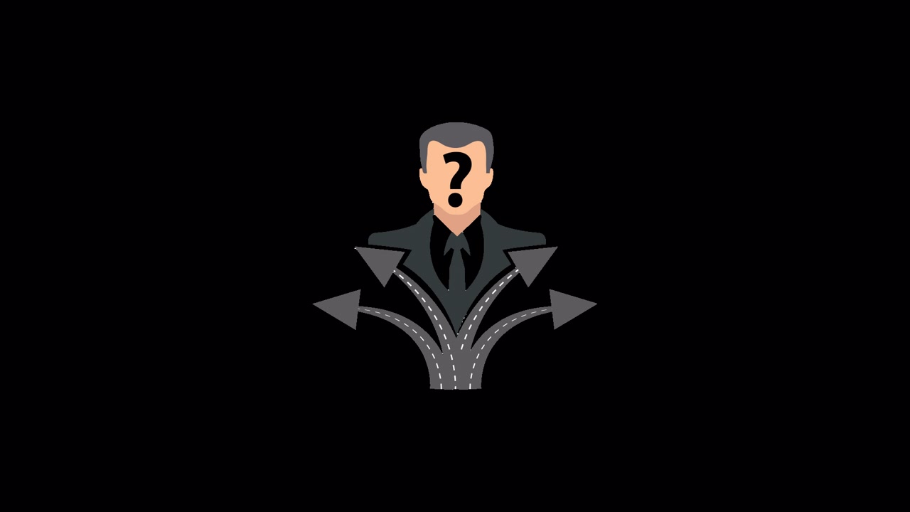 Conceptual Animation of a Businessman Facing Multiple Paths and Choices