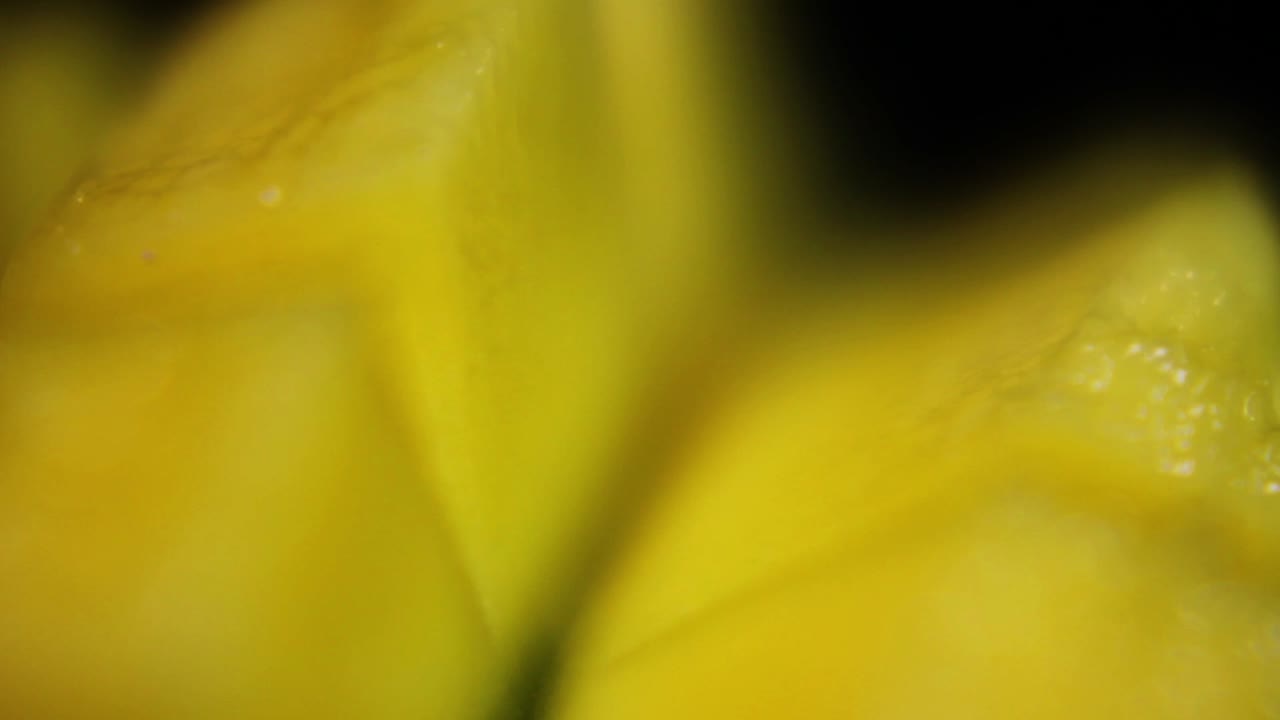 Macro primo piano di mango tagliato a pezzi-1.