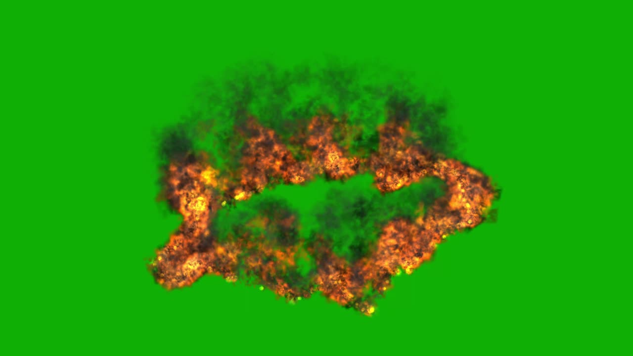 gráficos de movimiento de fuego furioso con fondo de pantalla verde