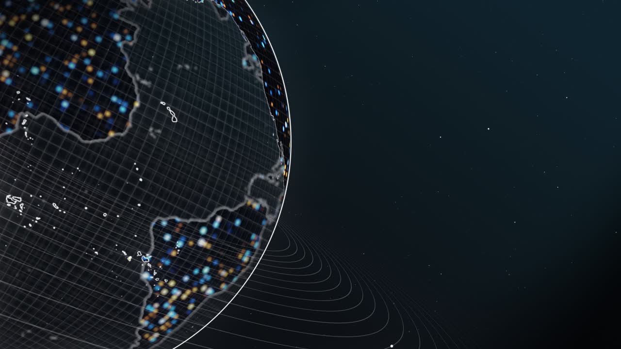 4K Close up Technology Earth Digital World on Space Background Loop Animation. digital technology internet connection galaxy space background