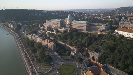 scenic aerial view of historic buda castle on typical day in budapest, hungary