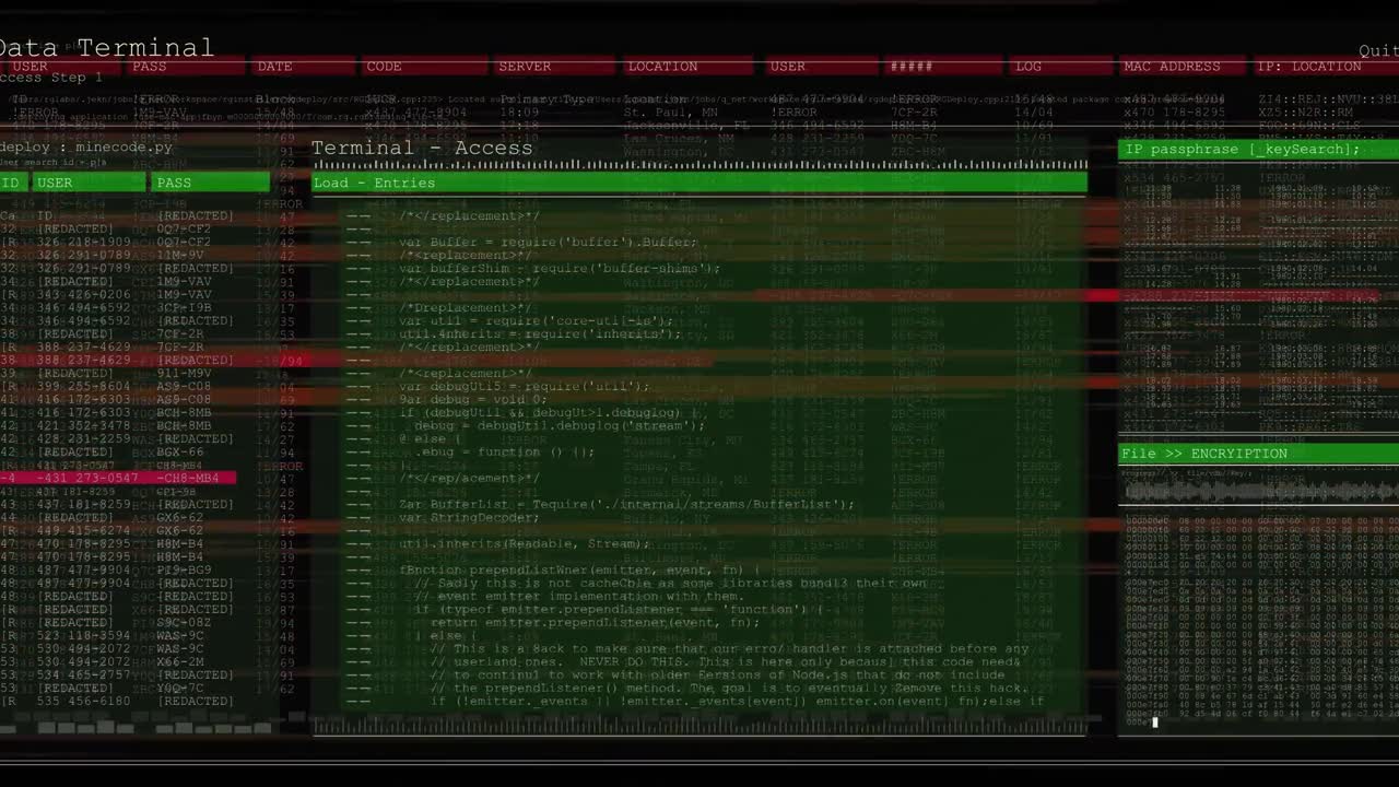 animación del procesamiento de datos sobre un fondo negro