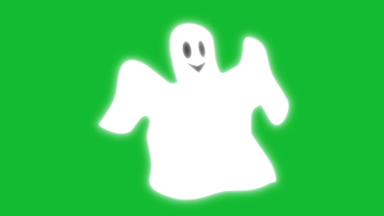 green screen of a spooky ghost shaking and flying