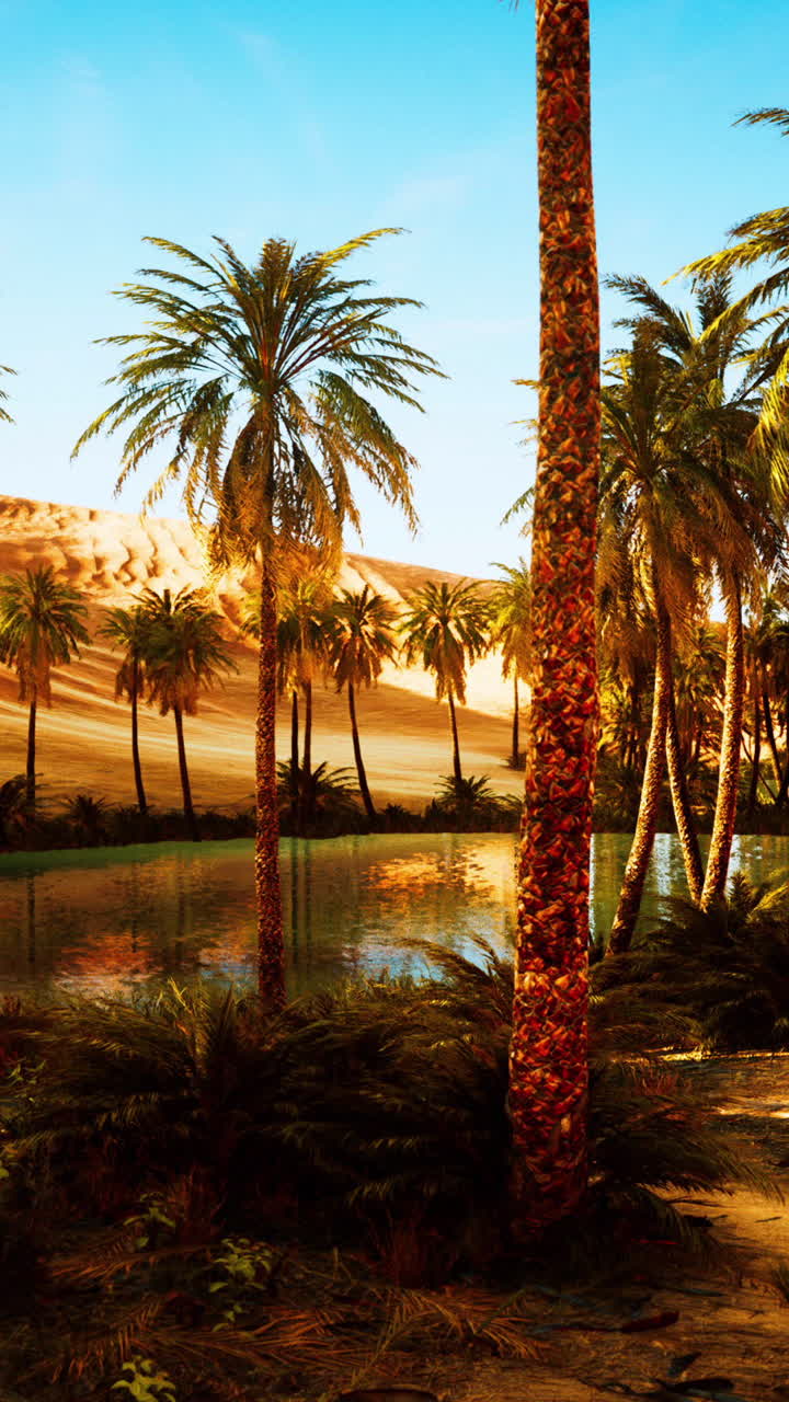 Palm trees in a desert oasis