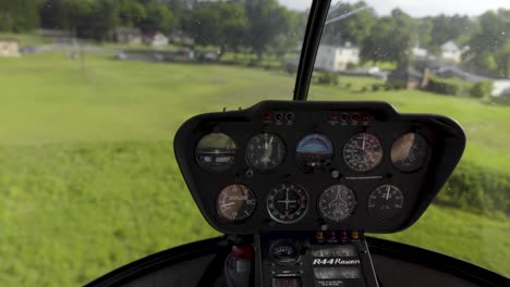 interior view from helicopter landing in a field