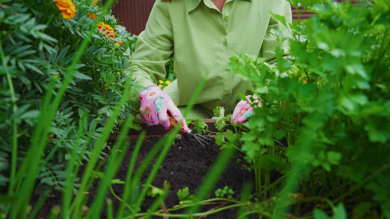 Happy Woman Tending to Plants in Her Home Garden
