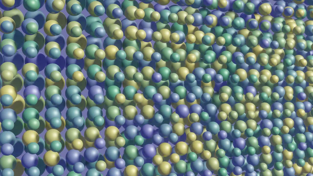 Abstract animated wall with 3d render multicolor balls. Seamless loop modern satisfying 3d background