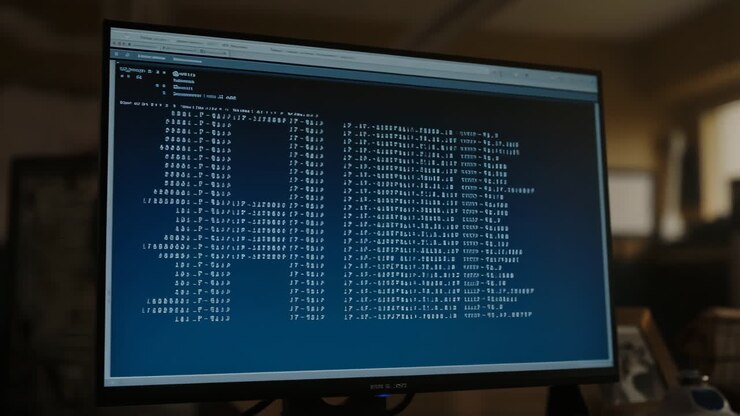 Computer Monitor Displaying Code in an Office Setting