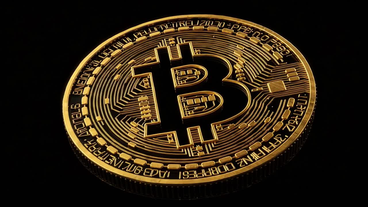 A Close-Up View of Bitcoin: The Digital Currency Revolutionizing the Financial Landscape with Intricate Design and Golden Finish, Showcasing Its Value and Emerging Significance
