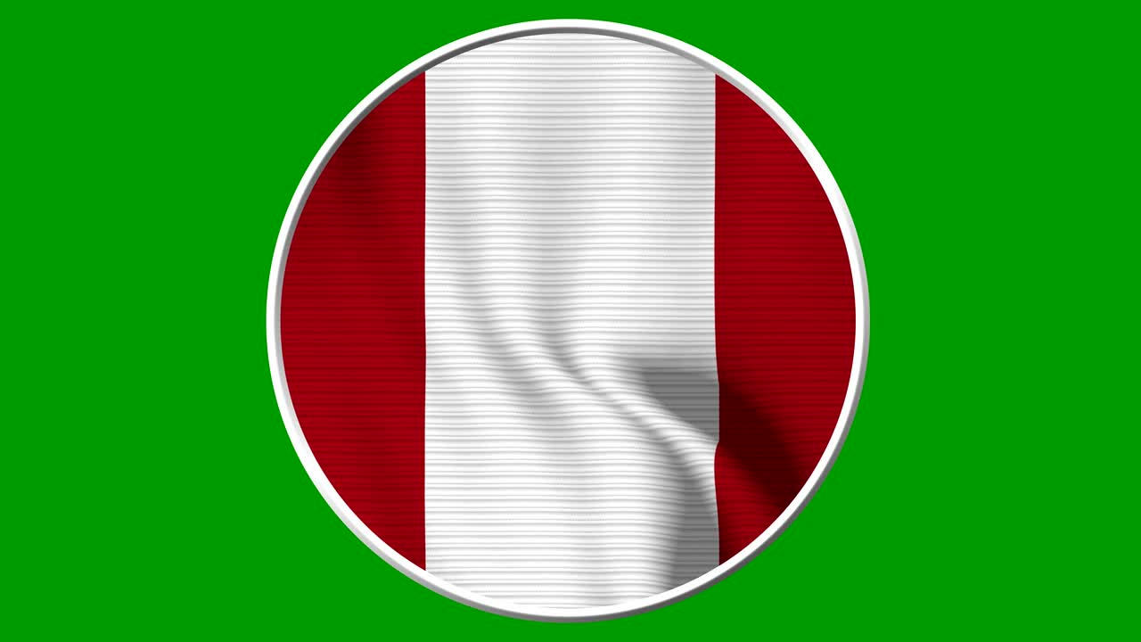 Peru Circular Flag Loop - Realistic 4K flag waving in the wind
