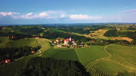 aerial drone footage of svetinje which is a small village in the municipality of ormož in northeastern slovenia