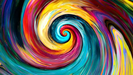 a colorful swirl of paint on a black background