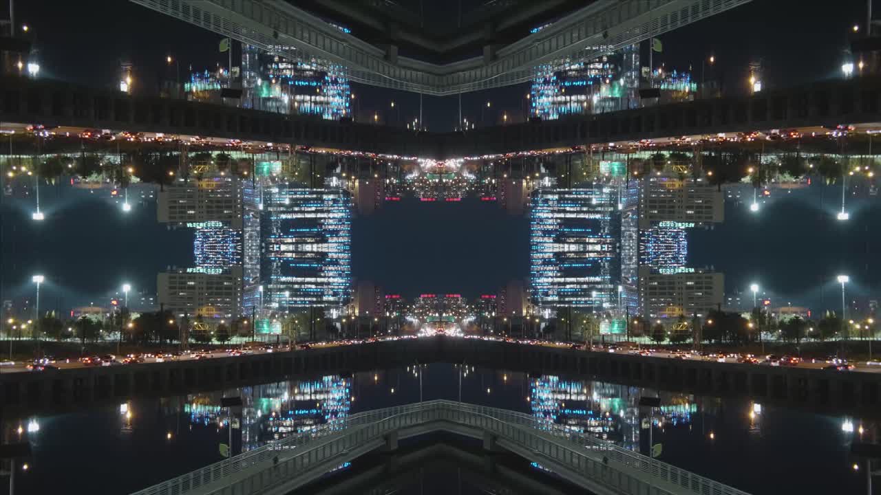 caleidoscopio urbano de 4 vías, ciudad y tráfico, #50