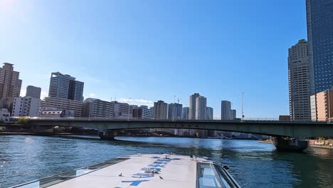 beauitful waterside view on the highrise buldings of chuo city, tokyo