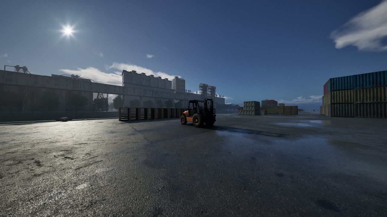 carretilla elevadora en un muelle de carga