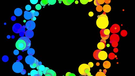 4k bucle fondo abstracto sin costuras con hermosas bolas multicolores en estilo plano 2d se mueven suavemente como burbujas de pintura en aceite. luma mate como canal alfa. estructura circular con espacio de copia