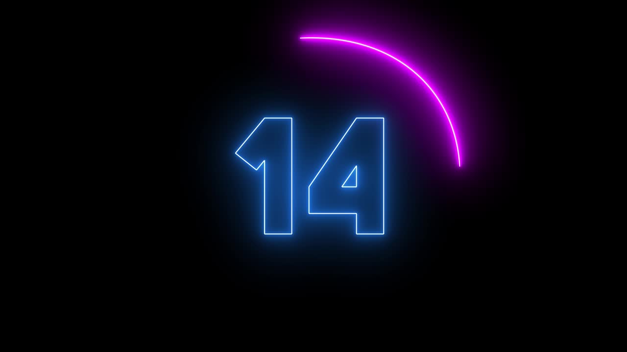 Neon shiny countdown seconds