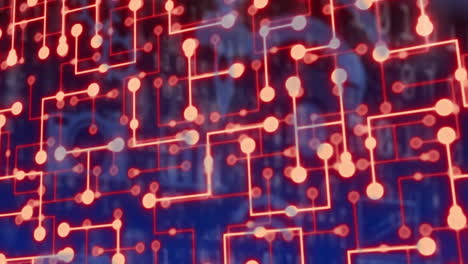 Animation of media icons over network of connections