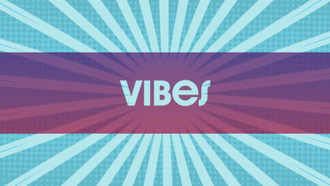 animation of vibes text over blue stripes background