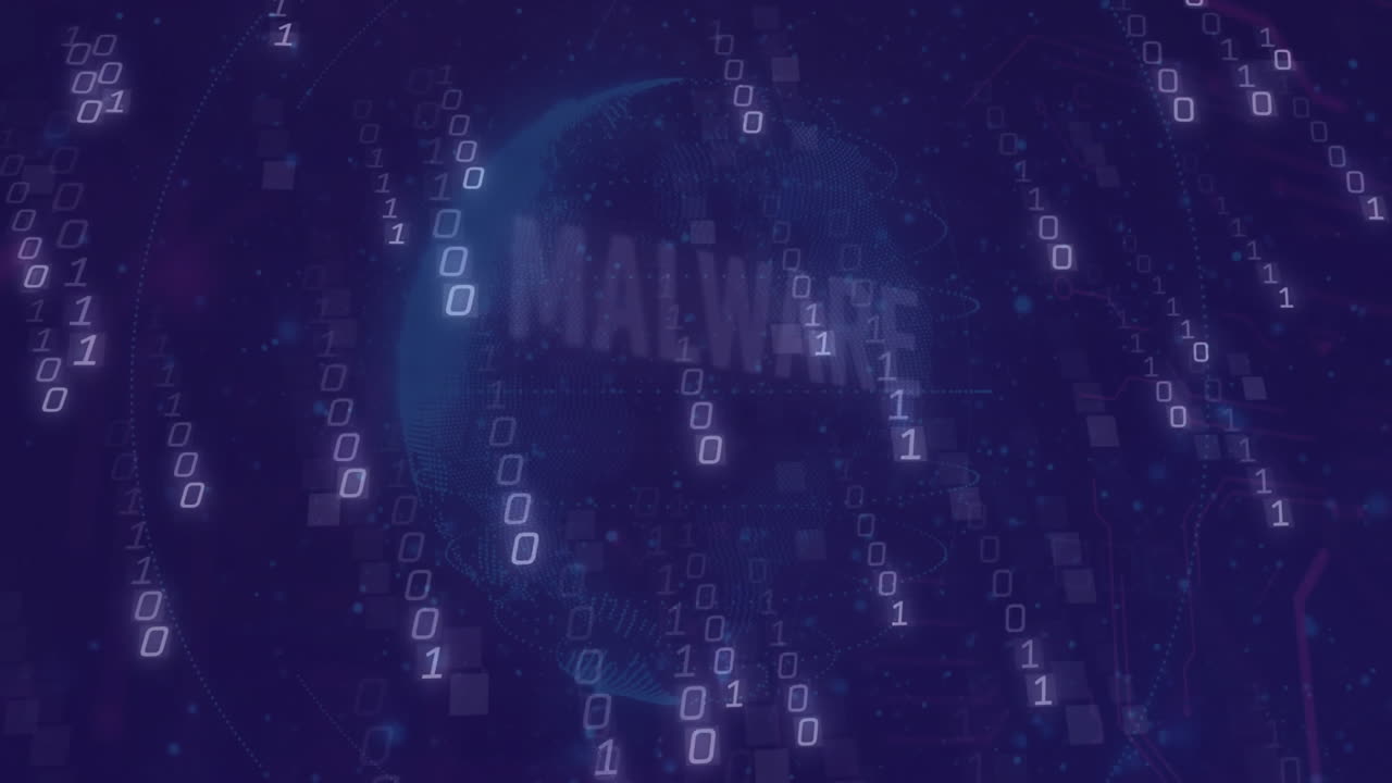 Animation of binary coding data processing over globe