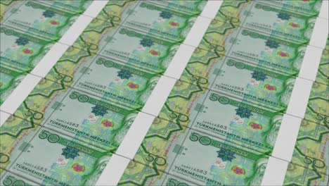 50 turkmenistan manat banknotes printed by a money press