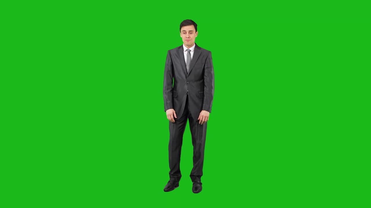 Businessman Expressing Uncertainty and Contemplation on Green Screen