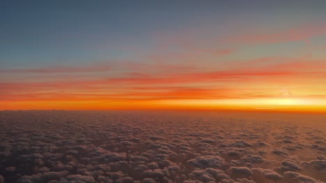 stunning sunset recorded from a jet cockpit flying at 1000m high over the mediterranean sea