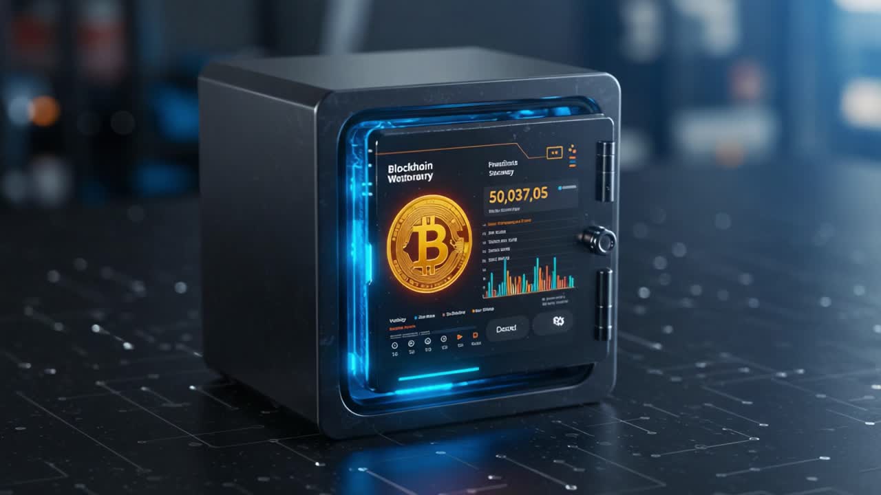A Modern Cryptocurrency Display Unit Showcasing Real-Time Bitcoin Data and Market Trends in a High-Tech Setting With Futuristic Design Elements