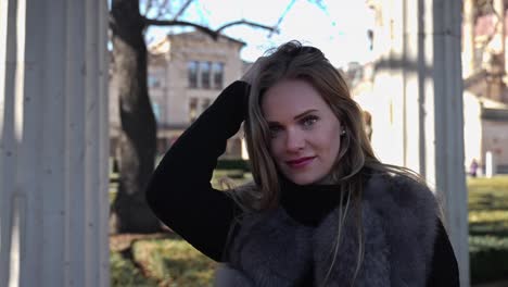 fashionable young women posing while camera orbiting