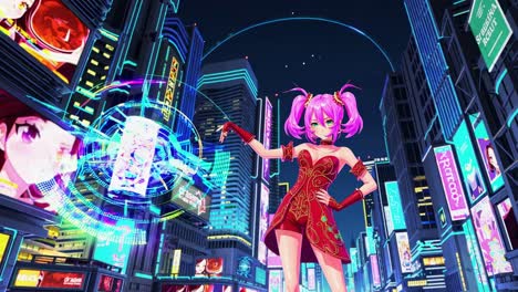 anime girl in futuristic city