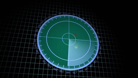 concepto de pantalla de radar. escáner de radar búsqueda de aviones y barcos enemigos. vista en 3d de escaneo de radar con resolución de 4k.