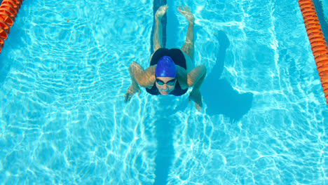 female swimmer swimming inside the pool 4k